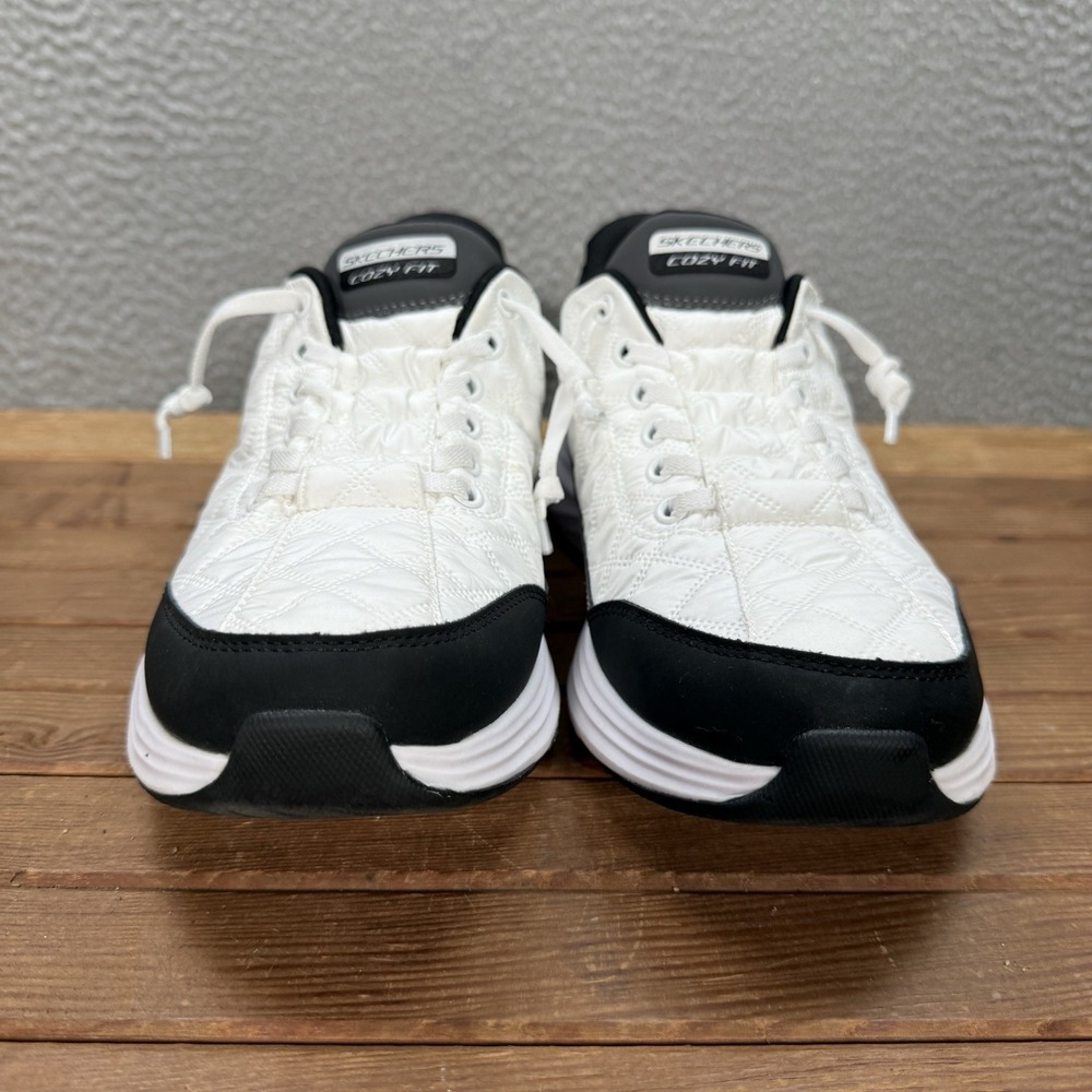 Skechers Shoes Womens 10 White Black Slip Ins Contour Foam Cozy Fit Sneakers - Picture 3 of 9